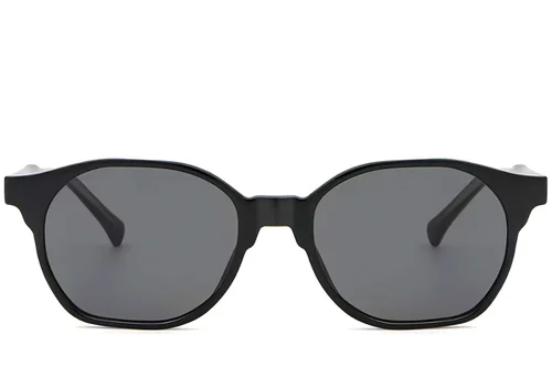 Lunettes de soleil géométriques en plastique noir #BS2503-0445