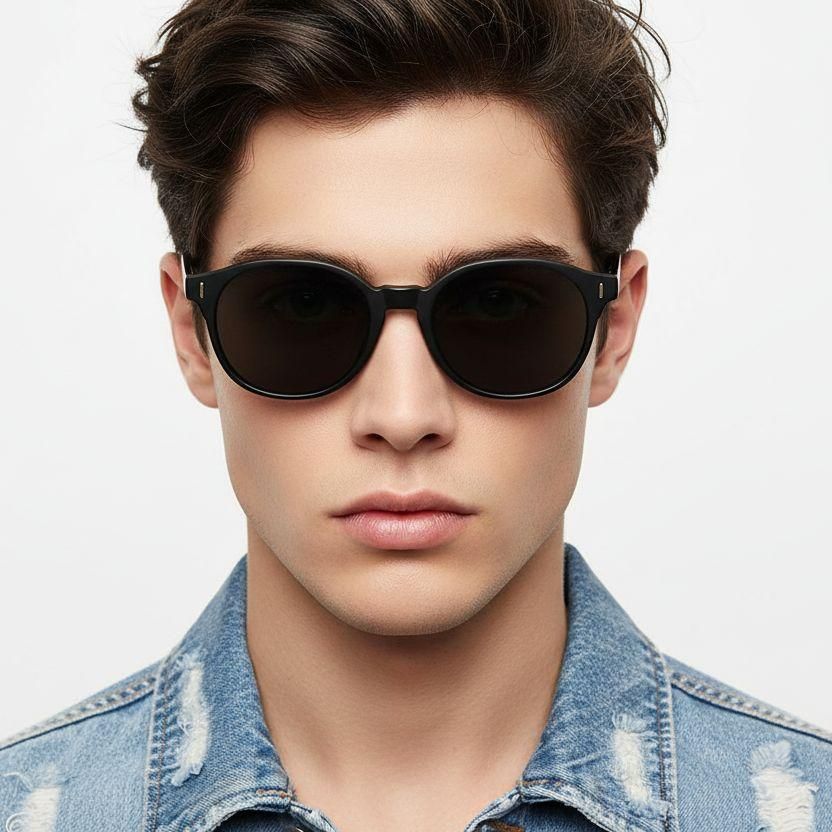 Geometric Black Plastic Sunglasses #BS2503-0445