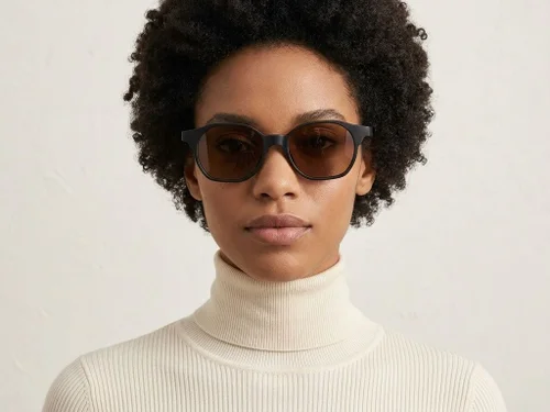 Lunettes de soleil géométriques en plastique noir #BS2503-0446