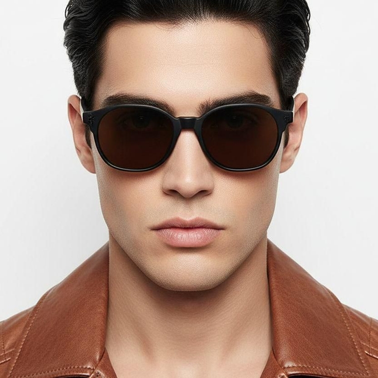 Geometric Black Plastic Sunglasses #BS2503-0446