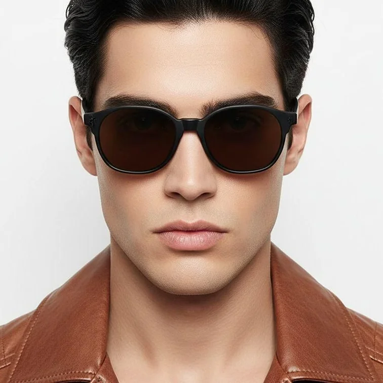 Geometric Black Plastic Sunglasses #BS2503-0446