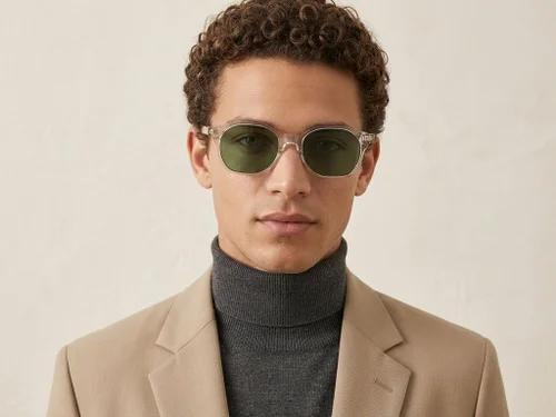 Lunettes de soleil géométriques en plastique transparent #BS2503-0447