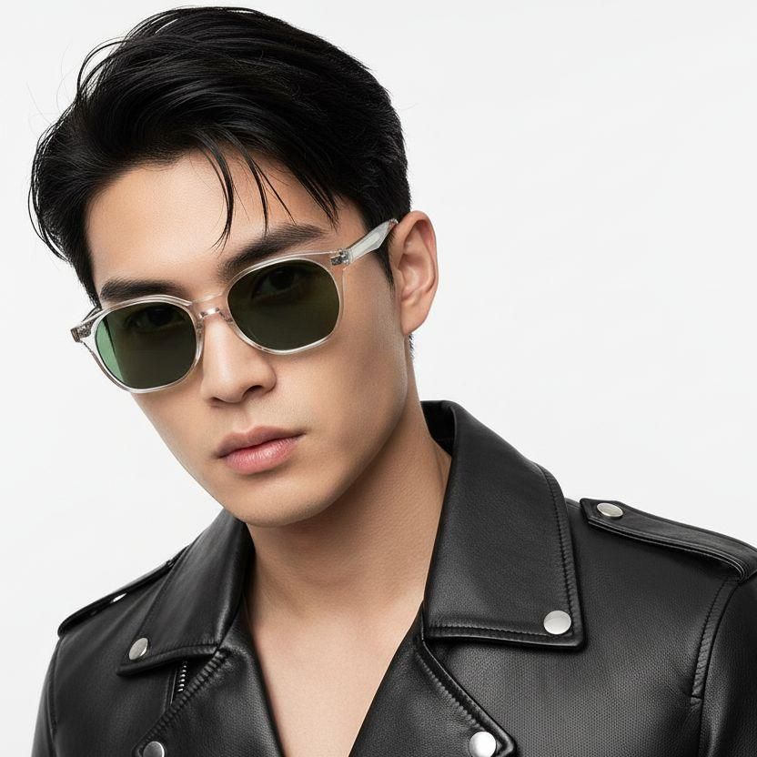 Geometric Transparent Plastic Sunglasses #BS2503-0447