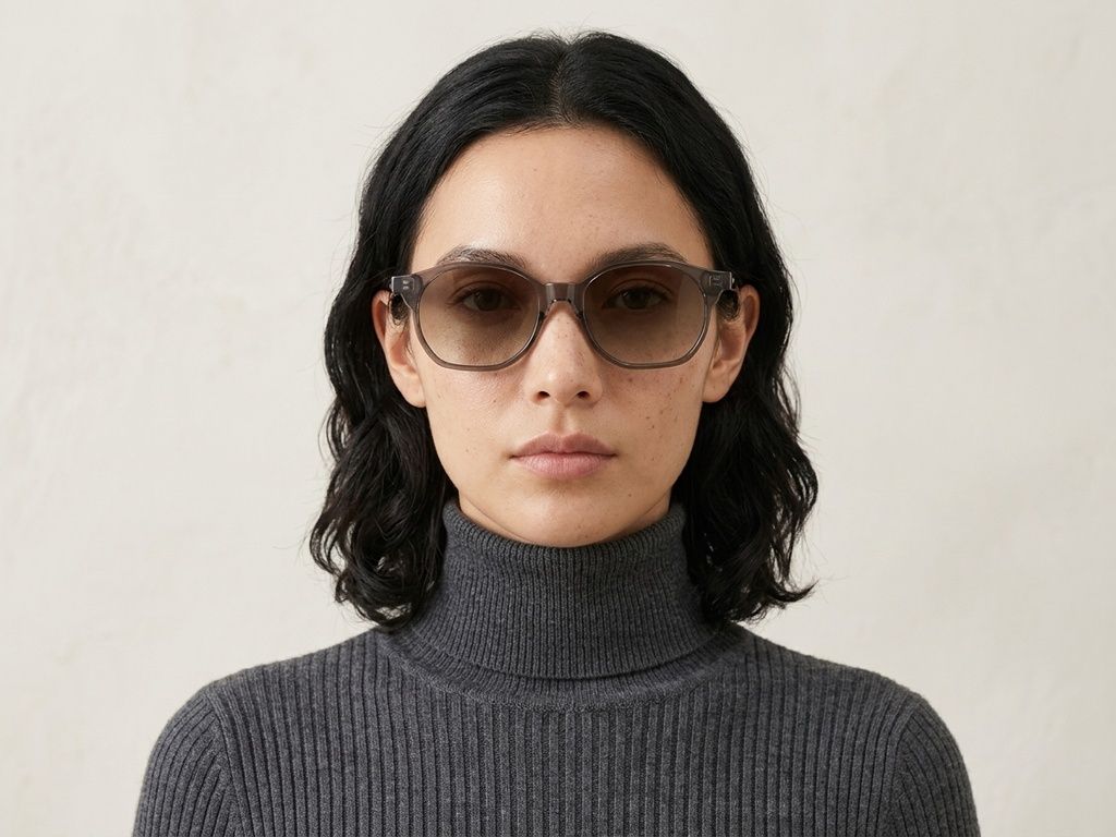 Gafas de sol geométricas de plástico marrón #BS2503-0448