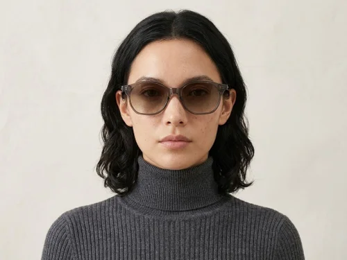 Lunettes de soleil géométriques en plastique marron #BS2503-0448