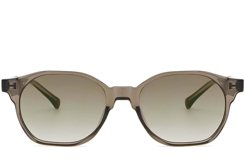 Geometrische bruine plastic zonnebril #BS2503-0448