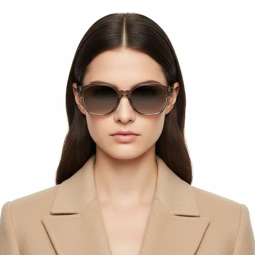 Lunettes de soleil géométriques en plastique marron #BS2503-0448