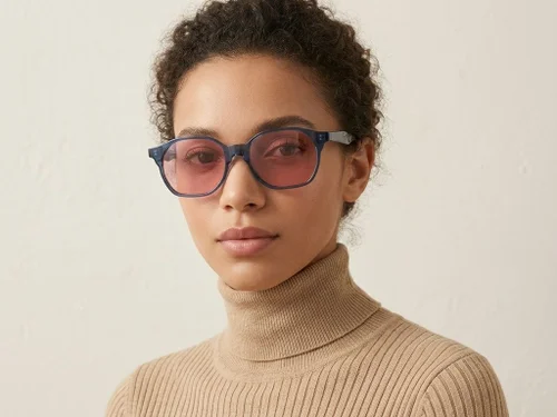 Lunettes de soleil géométriques en plastique bleu #BS2503-0449