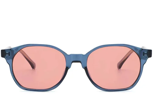 Lunettes de soleil géométriques en plastique bleu #BS2503-0449