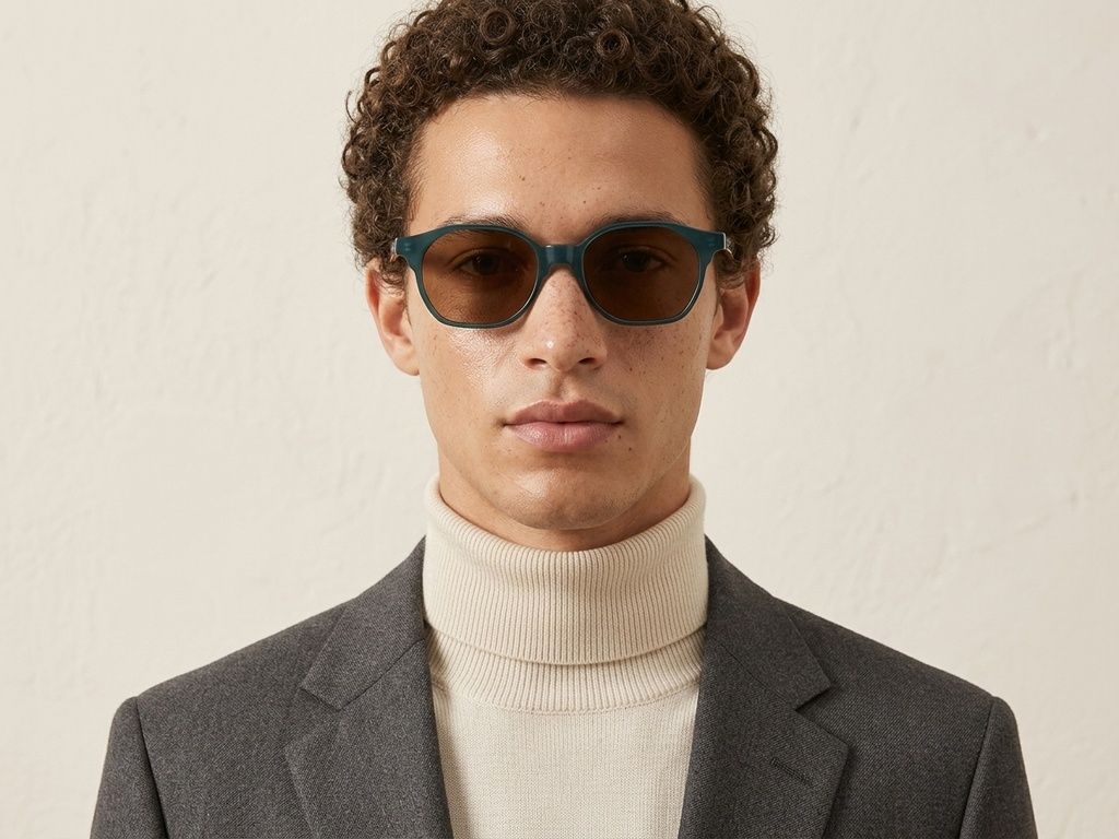 Lunettes de soleil géométriques en plastique vert #BS2503-0450