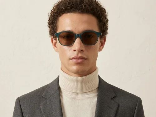 Lunettes de soleil géométriques en plastique vert #BS2503-0450