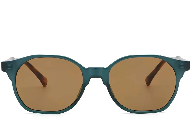 Lunettes de soleil géométriques en plastique vert #BS2503-0450