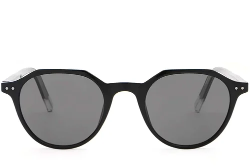 Lunettes de soleil ovales en plastique noir #BS2503-0451