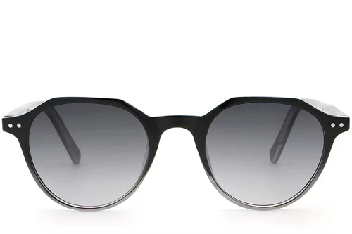 Lunettes de soleil ovales en plastique noir #BS2503-0452