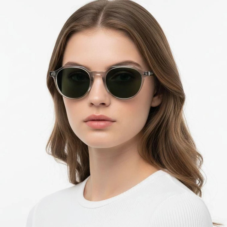 Gafas de sol ovaladas de plástico gris #BS2503-0453