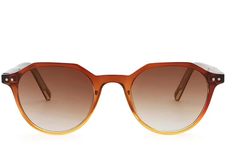 Gafas de sol ovaladas de plástico marrón #BS2503-0454