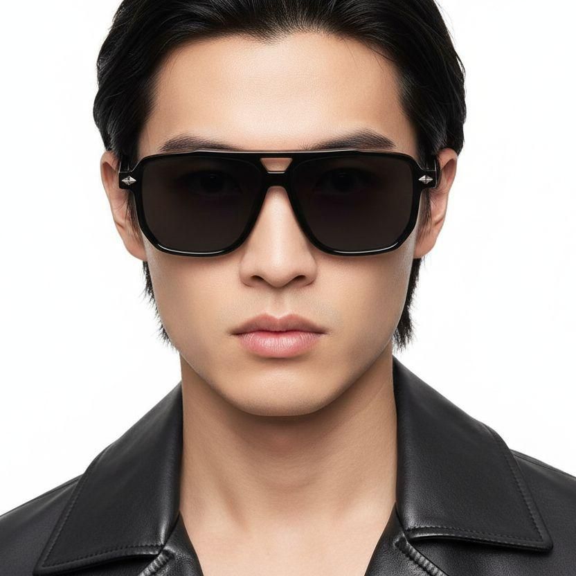 Aviator Black Plastic Sunglasses #BS2503-0457