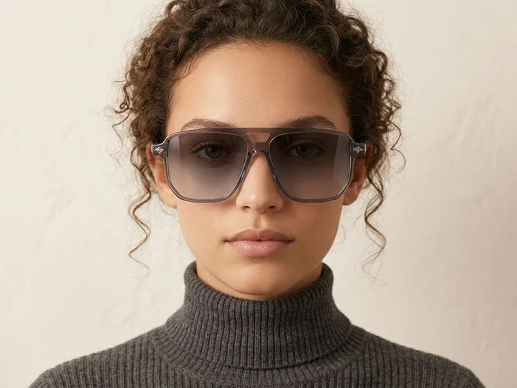 Aviator Grey Plastic Sunglasses #BS2503-0458