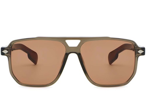 Gafas de sol de aviador de plástico marrón #BS2503-0459