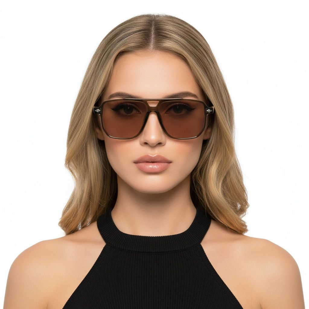 Aviator Brown Plastic Sunglasses #BS2503-0459