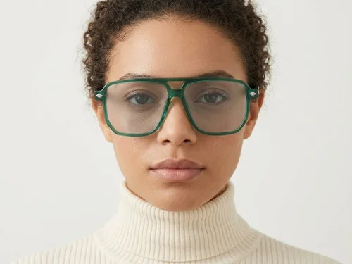Lunettes de soleil aviateur en plastique vert #BS2503-0461