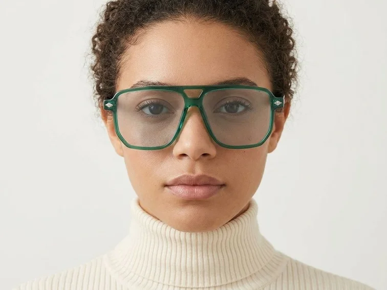 Gafas de sol de plástico verde aviador #BS2503-0461