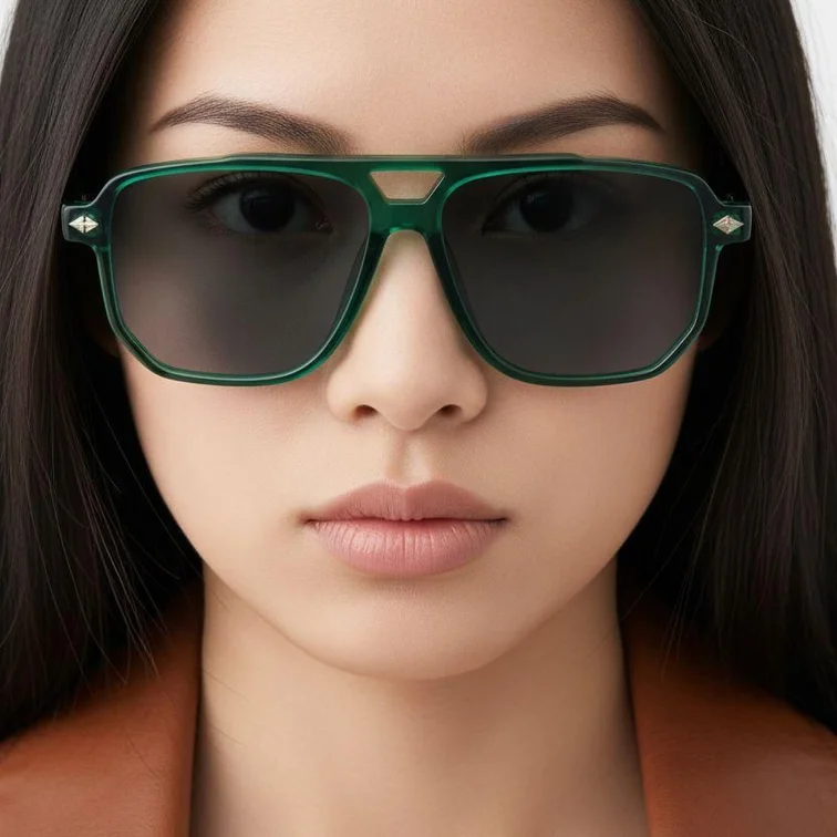 Aviator Green Plastic Sunglasses #BS2503-0461