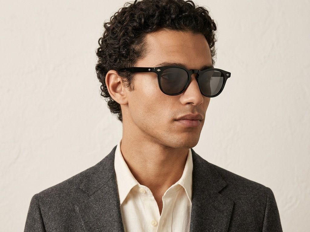 Gafas de sol ovaladas de plástico negro #BS2503-0462