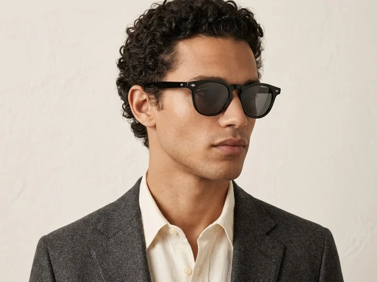 Gafas de sol ovaladas de plástico negro #BS2503-0462