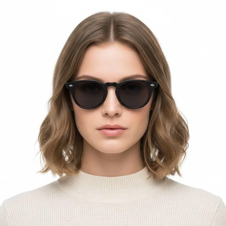 Gafas de sol ovaladas de plástico negro #BS2503-0462