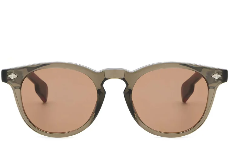 Gafas de sol ovaladas de plástico marrón #BS2503-0464