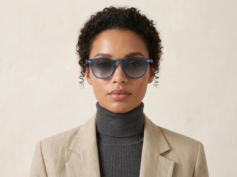 Ovale blaue Kunststoff-Sonnenbrille #BS2503-0466