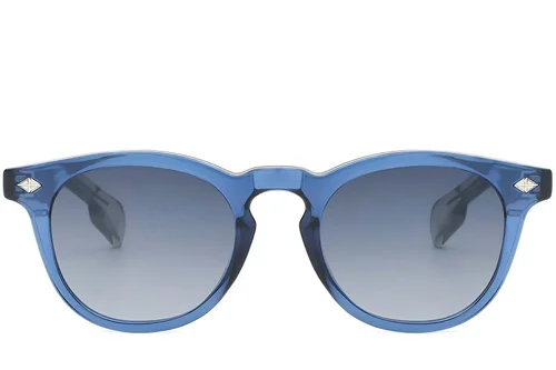 Lunettes de soleil ovales en plastique bleu #BS2503-0466