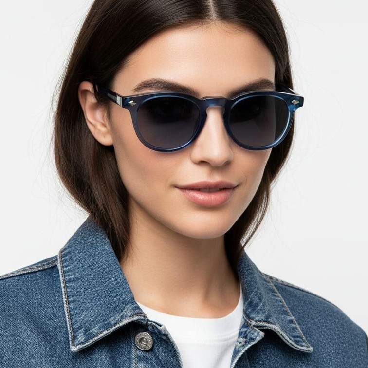 Oval Blue Plastic Sunglasses #BS2503-0466