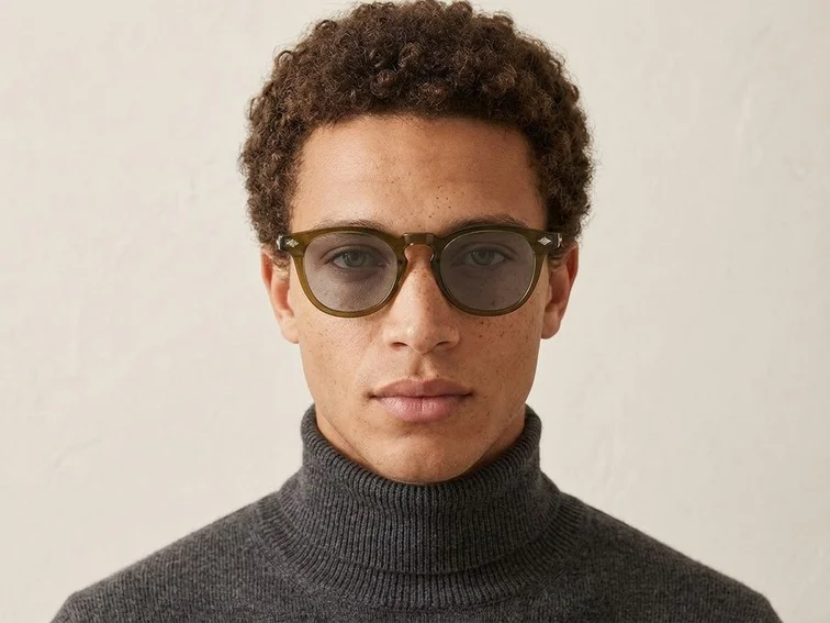 Lunettes de soleil ovales en plastique vert #BS2503-0467