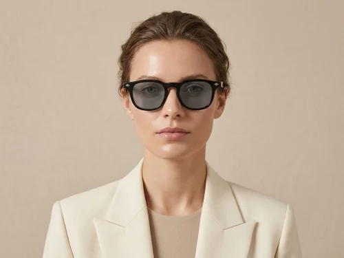 Lunettes de soleil rectangulaires en plastique noir #BS2503-0468