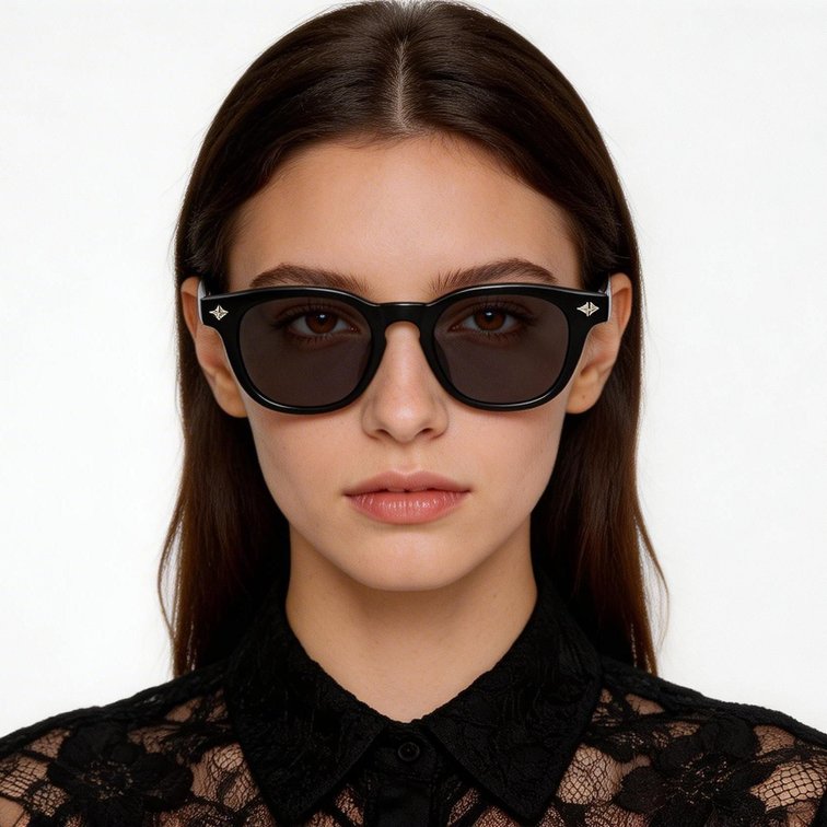Rectangular Black Plastic Sunglasses #BS2503-0468