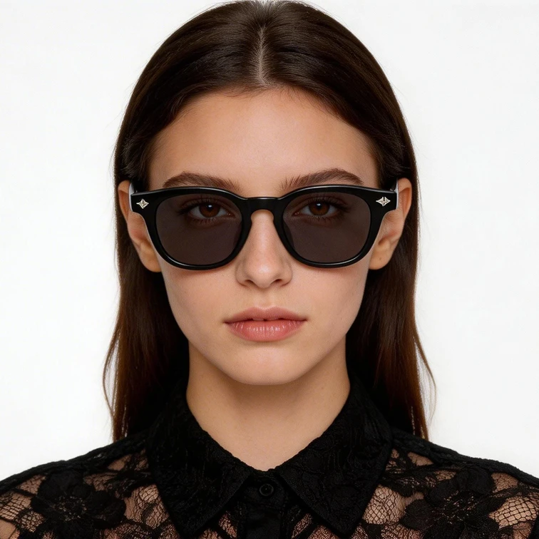 Rectangular Black Plastic Sunglasses #BS2503-0468