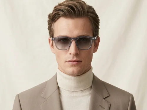 Lunettes de soleil rectangulaires en plastique gris #BS2503-0469