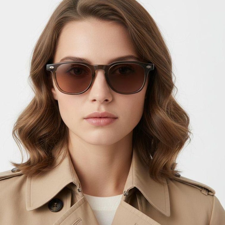 Rectangular Brown Plastic Sunglasses #BS2503-0470