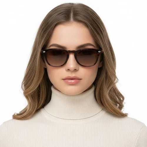 Lunettes de soleil rectangulaires en plastique écaille de tortue #BS2503-0471