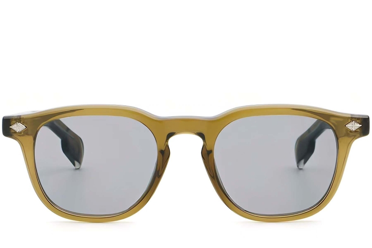 Rectangular Green Plastic Sunglasses #BS2503-0473