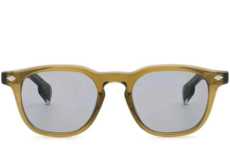 Rectangular Green Plastic Sunglasses #BS2503-0473