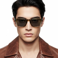 Gafas de sol rectangulares de plástico verde #BS2503-0473