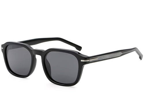 Lunettes de soleil rectangulaires en plastique noir #BS2503-0474
