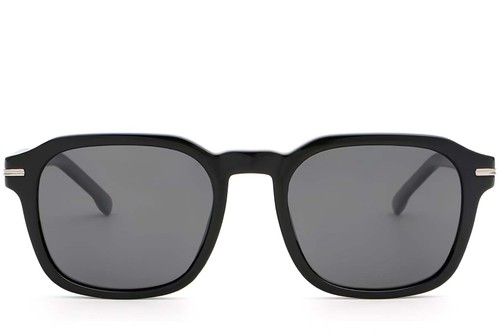 Lunettes de soleil rectangulaires en plastique noir #BS2503-0474