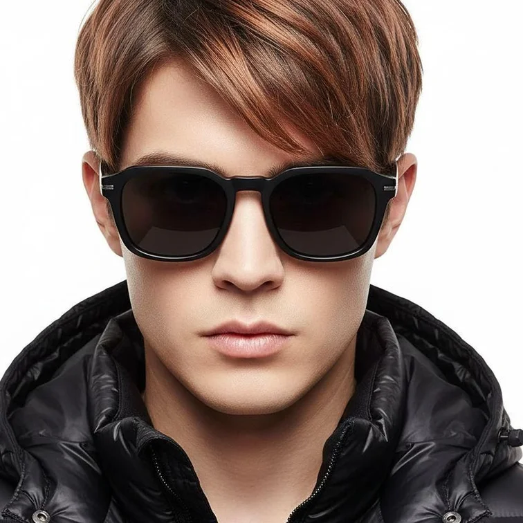 Rectangular Black Plastic Sunglasses #BS2503-0474
