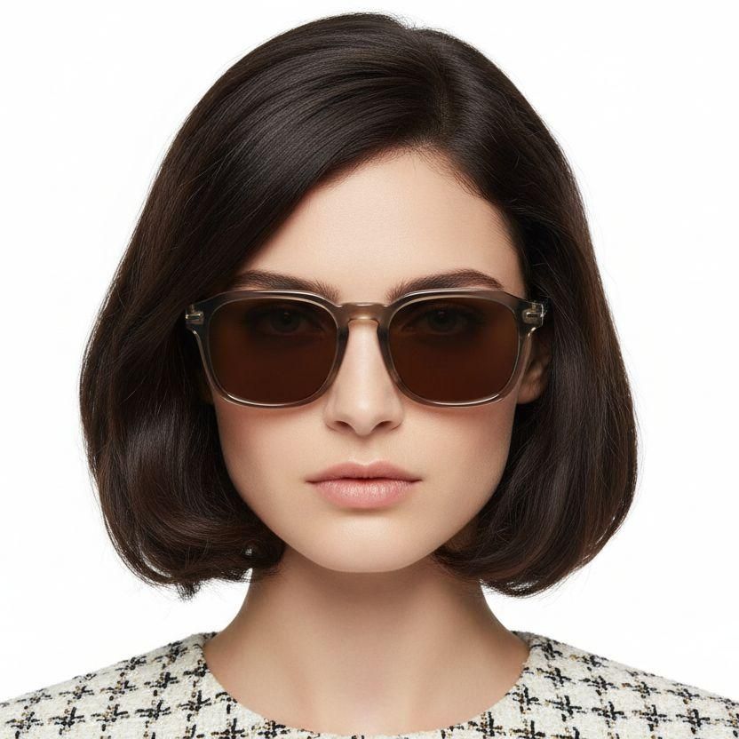 Rectangular Brown Plastic Sunglasses #BS2503-0477