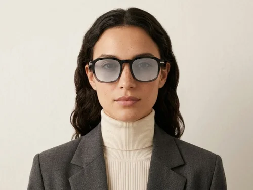 Lunettes de soleil rectangulaires en plastique noir #BS2503-0478