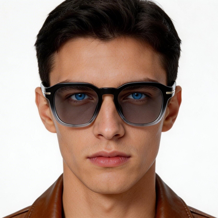 Rectangular Black Plastic Sunglasses #BS2503-0478